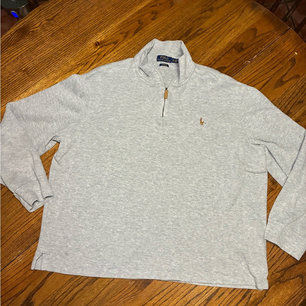 Polo Ralph Lauren Mens XL Estate Rib Quarter Zip Pullover Heather Grey Sweater